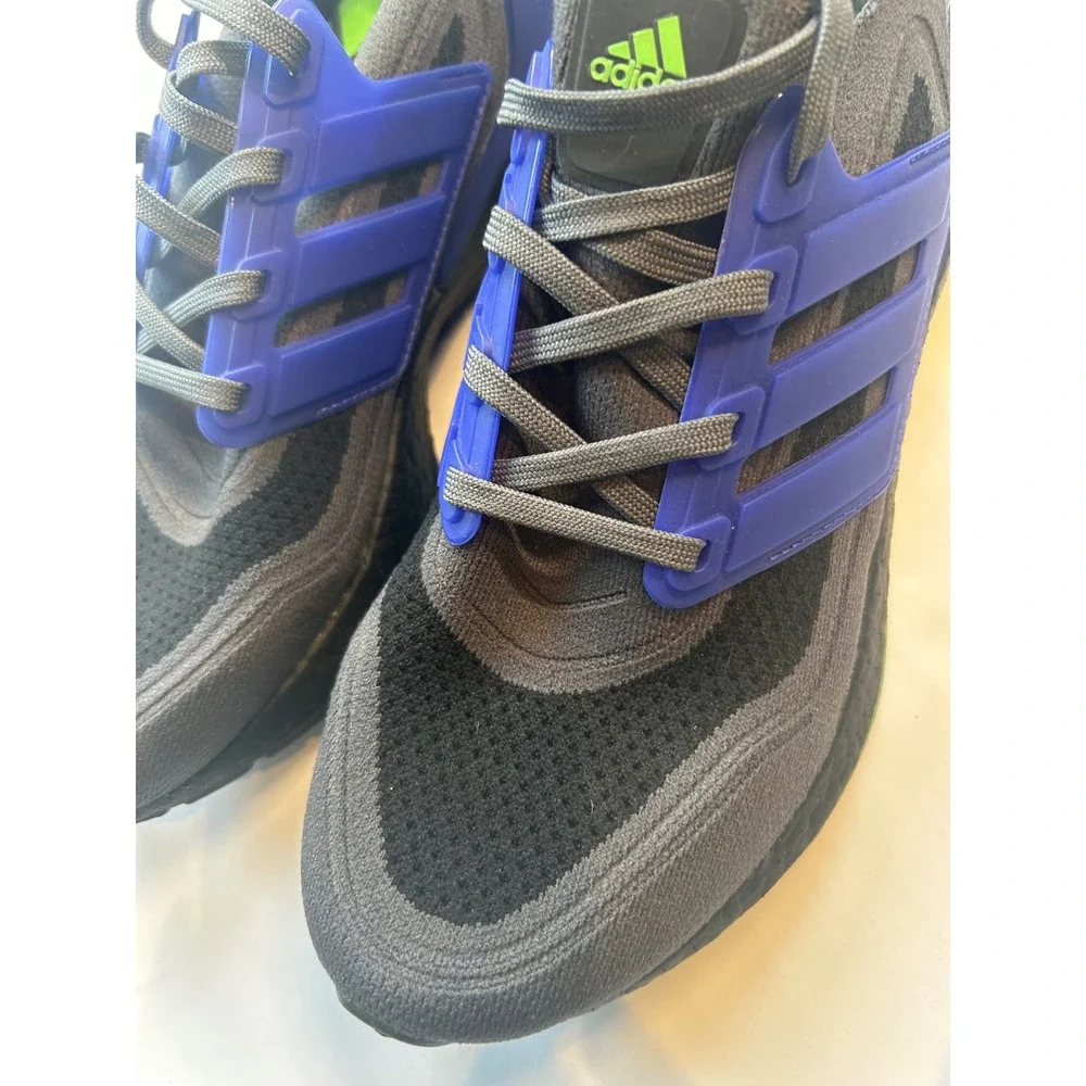 Adidas Ultraboost 21 Mens 8.5 Grey Blue Green Running Shoes S23867